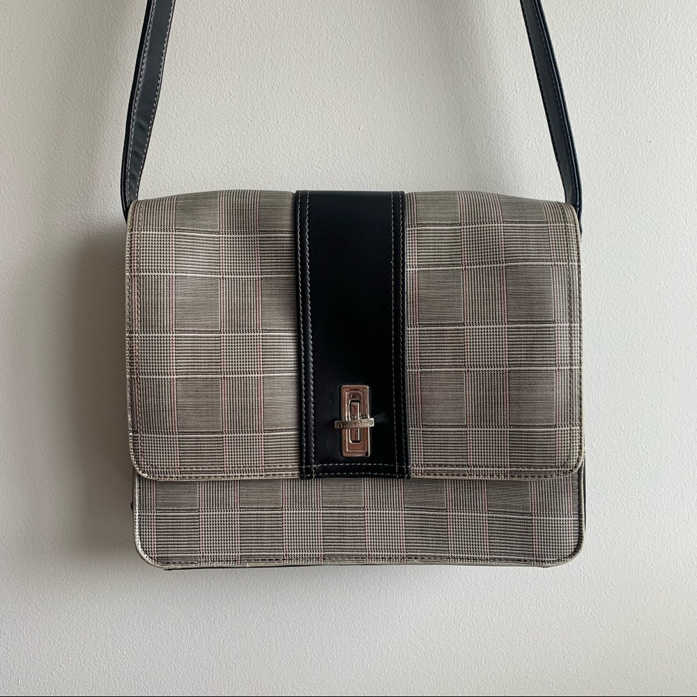 Vintage Glen Check Pattern Shoulder Bag